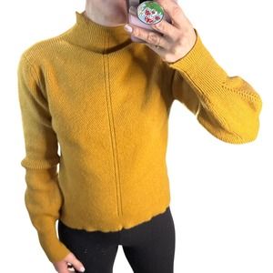 Israeli Gold Knit Sweater Unique Bell Balloon Long Sleeves Women Small